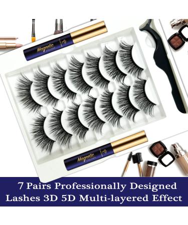 Buy 3D Magnetic Eyelashes with Eyeliner Kit - Cat-Eye Wispy Long-Lasting Reusable 7 Pairs Easy Application Natural Look - Buy Online on GoSupps.com