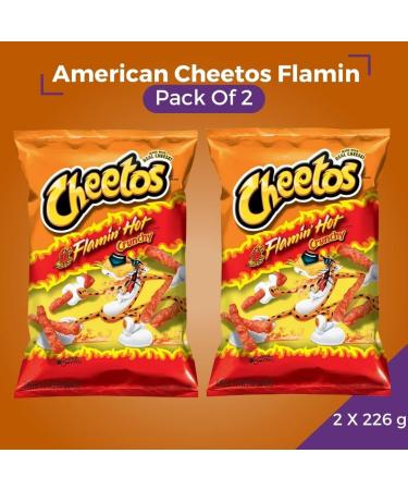 American Cheetos Flamin Hot Crunchy 8oz - 226g - (Pack of 2) - Original American - Party Snack - Extreme Hot Challenge - BIG PACK - BY BLISSIFY - Buy Online on GoSupps.com