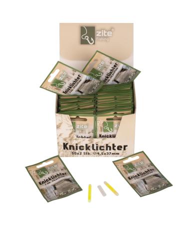 Zite Fishing Glow Sticks Set Fishing - Long Burning Time Standard Size - For Floats & Bite Indicators Night Fishing - 4.5x37mm Yellow/Green 100