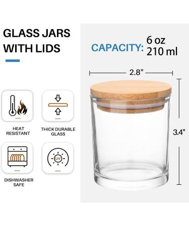 15-Pack 6oz Clear Glass Candle Jars with Bamboo Lids and Labels - Dishwasher Safe | Empty Candle Making Containers - Buy Online on GoSupps.com