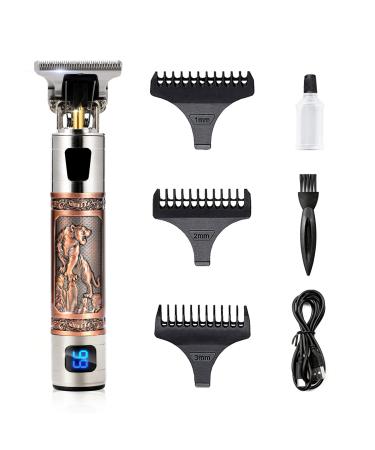ROVXIEL Hair Clippers Hair Beard Trimmer Professional for Men ,Electric Cordless Haircut Diamota Cutting Zero Gapped ,Hair Trimmer T-Blade Edgers Clippers LED Bronze