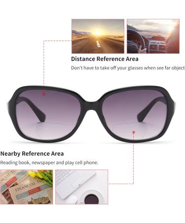 JM Classic Bifocal Reading Sunglasses for Women - Vintage Outdoor UV Protection Black 2.0 4.0x Reading Glasses - Buy Online on GoSupps.com