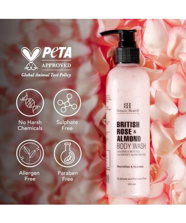 Botanic Hearth British Rose & Almond Body Wash - Moisturizing Shower Gel for Soft Skin | Sulfate & Paraben Free | 245ml - Buy Online on GoSupps.com