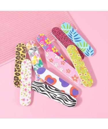 20Pcs Colorful Floral Nail Files Nail Art Tool Mini Double Sided Nail Files Emory Boards for Home EVA Nail Enhancement Small Flower File