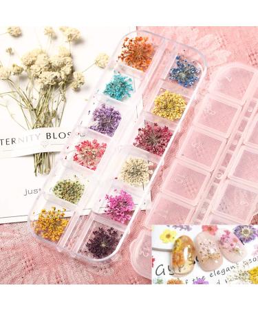 EBANKU 132PCS 3D Dried Flower Nail Art Decals with Colorful Gypsophila Daisy Hydrangea Stickers and Tweezers - Real Natural Flower Decoration Supplies - Buy Online on GoSupps.com