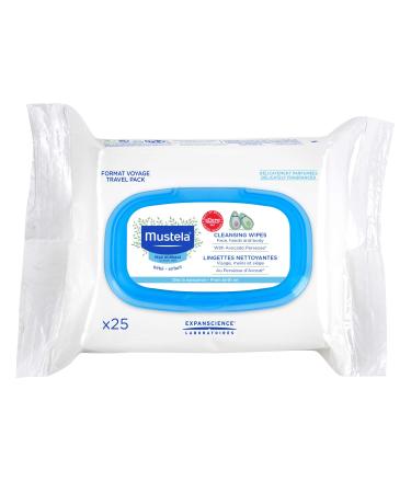 Mustela Baby Cleansing Wipes for Face Hands and Body With Avocado Normal Skin 25 Wipes