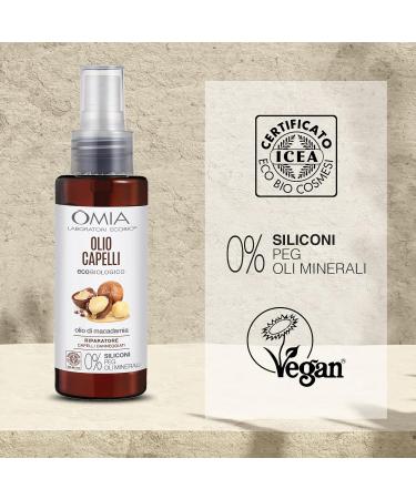 Omia KO Organic Hair Oil with Macadamia | Repair Damaged Hair Silicone-Free 100ml - Buy Online on GoSupps.com