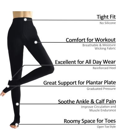 Beister Class 2 Open Toe Thigh High Compression Tights 20-30 mmHg for Varicose Veins & Edema - Black - Buy Online on GoSupps.com