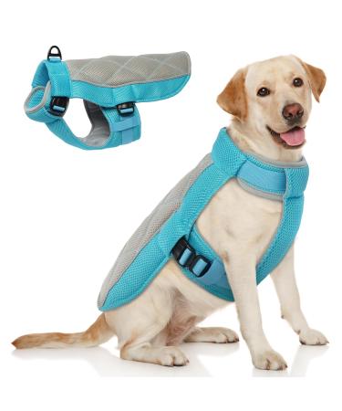 Hjumarayan cooling vest for dogs cooling vest dog with D-rings summer cooling coat for dog cooling hardware breathable cooling dog vest dog cooling vest for hot summer days blue L L blue