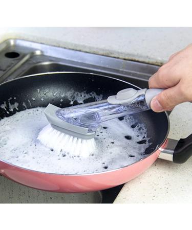Camidy Dish Brush with Soap Dispenser Dish Cleaning Scrubber with Replaceable Sponge Handle for Household Usage Kitchen Sink Pot Pan Large Glass Cup - Buy Online on GoSupps.com
