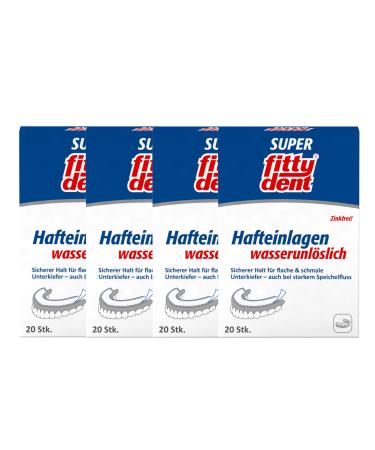 4x fittydent super adhesive inserts comfort 20 pieces zinc-free fitty dent neutral - Buy Online on GoSupps.com