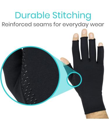 Vive Copper Arthritis Gloves Black - Fingerless (X Small) | Pain Relief for Arthritic Hands - Buy Online on GoSupps.com