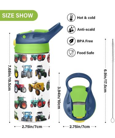 Tractor Kids Stainless Steel Water Bottle - 12oz Vacuum Insulated Double Wall Bottle - Buy Online on GoSupps.com