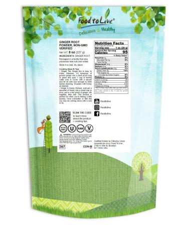8oz Non-GMO Ginger Powder - Finely Ground Dried Root for Cooking & Baking - Kosher & Vegan - Sirtfood - 0.5lb - Buy Online on GoSupps.com