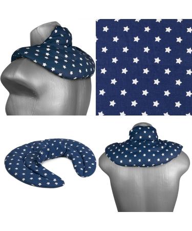 Comfortable Neck Pillow with Stand-Up Collar - Stars Blue | Spelt Grain Heat Pad for Neck & Shoulder Relief - Buy Online on GoSupps.com