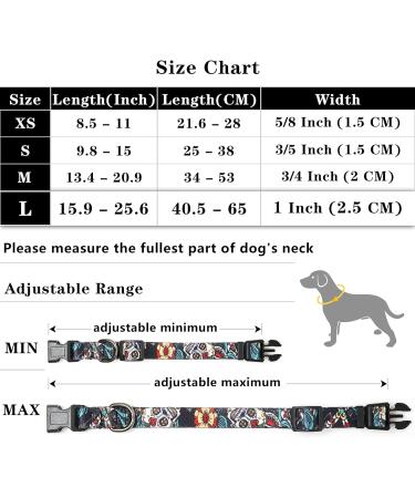 Heele Adjustable Dog Collar for All Sizes - Comfortable Durable & Stylish Patterned Collars for Small Medium Large Dogs - Black (40.5-65cm 2.5cm Width) - Buy Online on GoSupps.com