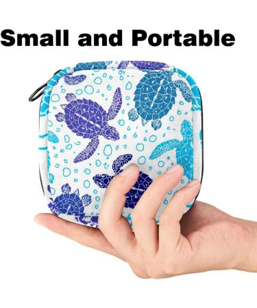 Stylish Turtle Silhouette Menstruation Pad Bag with Zipper - Women's Napkin & Tampon Collection Bag - Ocean Pattern for Girls - Buy Online on GoSupps.com