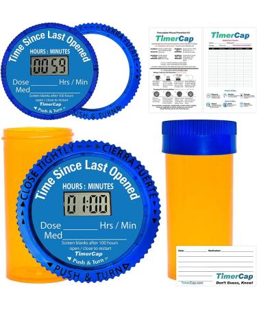 TimerCap Smart Pill Bottle Cap - Built-in Stopwatch Medication Reminder Case (4-Pack) - Buy Online on GoSupps.com
