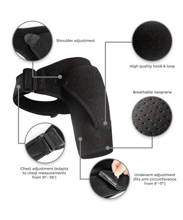AWAVM Adjustable Shoulder Support Brace for Men and Women - Relieve Pain, Rotator Cuff Support - Black - Buy Online on GoSupps.com