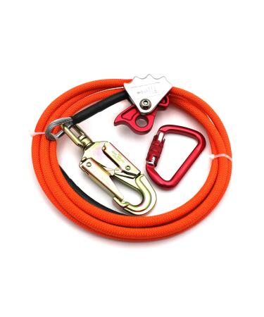 SMT- 1/2" X 8'Orange Climb Right Steel Wire Core With Triple Lock Lanyard Kit Flip line Swivel Snap Arborist P/N: ET-OUTDOOR003-RAW