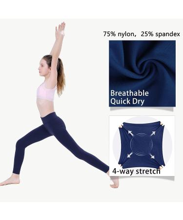 JIM LEAGUE Girls Athletic Dance Leggings - Navy Medium | Kids Yoga Compression Pants with Pockets for Teen Running and Workout - Buy Online on GoSupps.com