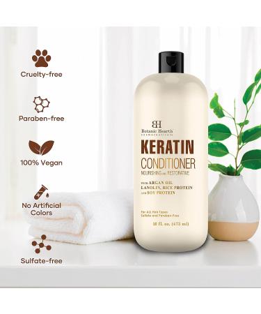 Botanic Hearth Keratin Conditioner with Argan Oil - Sulfate Free Hair Treatment for Dry & Damaged Hair - 16 fl oz - Buy Online on GoSupps.com
