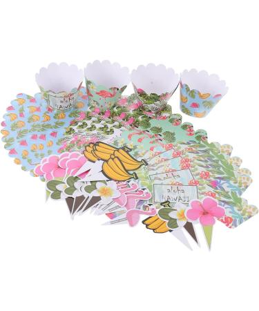 jojofuny 3 Sets Cake Surrounding Cards Hawaiian Cupcake Paper Beach Wrapping Paper Tropical Cupcake Hawaiian Party Nativity Decor Flamingo Happy Birthday Cake Cupcake Cups Christmas Plug-in Assorted Colorx3pcs 8X5.2CMx3pcs - Buy Online on GoSupps.com