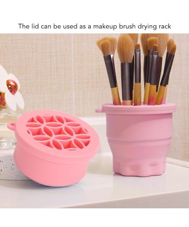 2 in 1 Makeup Brush Cleaner Bowl - Portable Folding Cleaner & Drying Rack Multifunctional Space-Saving Mat (Pink) for Effortless Brush Care - Buy Online on GoSupps.com
