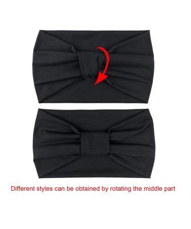 DRESHOW 4 Pack Vintage Turban Headbands for Women - Cute Knotted Wide Hair Wraps in White, Maroon, Indigo & Black - Buy Online on GoSupps.com