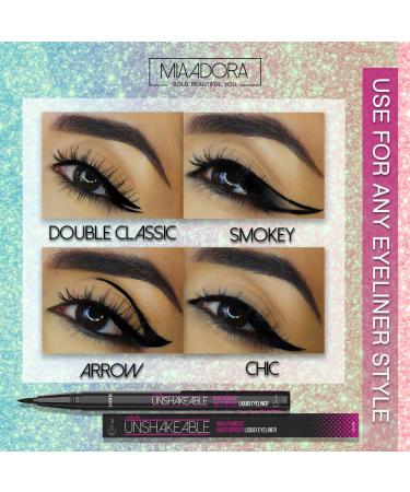 Cruelty Free Waterproof Liquid Eyeliner Pen | Non-Toxic Formula | All Day Wear | High Pigment | Winged & Cat Eye | Smudge & Tear Proof | No Stamp or Pencil Sharpener Needed - Buy Online on GoSupps.com