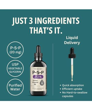 P5P Liquid Drops Activated Vitamin B6 (Pyridoxal-5-Phosphate) Fast Absorption Formula Nervous System & Energy Support 2 oz (60 mL) Think Above - Buy Online on GoSupps.com