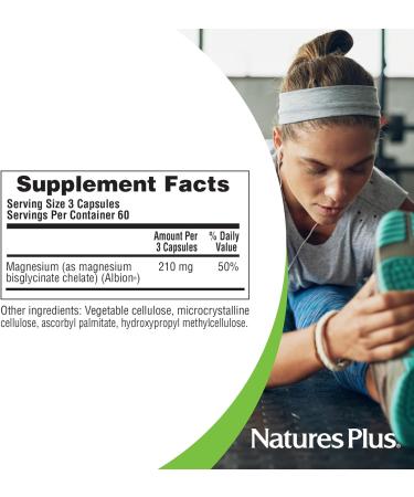 NaturesPlus KalmAssure Magnesium Bisglycinate - 180 Capsules - Supports Nerve & Muscle Relaxation - Formulated Without Magnesium Oxide - 60 Servings - Buy Online on GoSupps.com