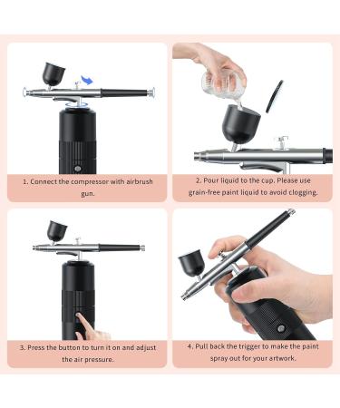 QUR 1 Set Black Oxygen Injector Protable Airbrush for Nails Art Paint Air Compressor Nano Fog Mist Spray Manicure DIY Cake Sprayer - Buy Online on GoSupps.com