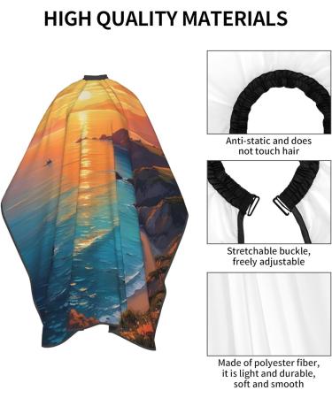 Buy Sunset Sea Printed Polyester Hair Cutting Cape - Professional Adult Haircut Accessories | Smooth No Sticky Hair | 55x66in for International Shipping - Buy Online on GoSupps.com