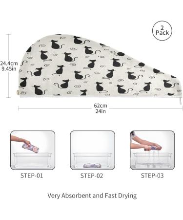 Shop Black Cat Dry Hair Cap - Quick Drying Towel Set with Button Headband | Super Absorbent & Comfortable for All Hair Types - Buy Online on GoSupps.com