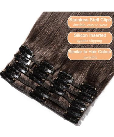 Elailite Clip In Extensions Real Hair Balayage - 18 Clips 20cm 45g - #02 Dark Brown - Premium Smooth Quality - Buy Online on GoSupps.com