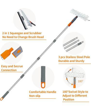 2 in 1 Squeegee for Window Cleaning Tool Long Handle Window Cleaner Tool with Stainless Steel Extension Pole BITOPE 12 Wide Squeegee Cleaning Kit for Car Shower Glass Doors Outdoor High Window - Buy Online on GoSupps.com