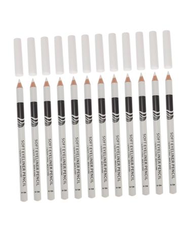 MUSISALY 12pcs Lying Silkworm Eyeliner Glitter Eyeshadow Gel Waterproof Eye Liner Pencil Eyeliners White Wood