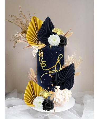 JeVenis Black Acrylic Minimalist Art Lady Face Cake Topper Roaring 20s Cake Champagne Rose Flower Wedding Cake Toppers for Wedding Bridal Shower Birthday Black3 - Buy Online on GoSupps.com