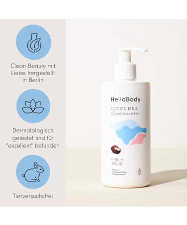 Hellobody Cocos Milk Moisturizing Body Lotion 300 ml - Natural Coconut Body Lotion with Organic Coconut Oil Mango & Shea Butter for Dry Skin - Best Skin Care Solution - Buy Online on GoSupps.com