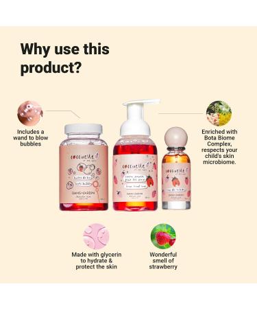 DANS UN JARDIN - Kids Bodycare Set Made in Canada - Bubble Bath Eau de toilette & Foaming Hand Soap - Coccinelle Collection - Strawberry Fragrance - Gentle On The Skin - Skin-Friendly Gift - 4Pack - Buy Online on GoSupps.com