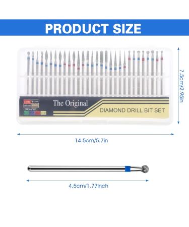 Lusofie 30-Piece Diamond Nail Drill Set | Electric Nail Millers for Manicure & Pedicure | Professional Acrylic Nail Care Tools for Home & Salon - Buy Online on GoSupps.com