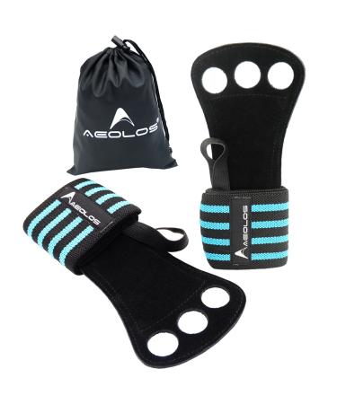 Gymnastics Hand Grips/Gloves with Wrist Wrap Support -Perfect for WODs,Pull up,Power Weightlifting,Kettlebells and Gym Workout Blue4