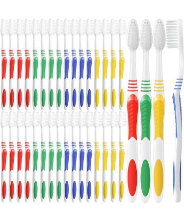 Aegisto 200 Packs large toothbrushes individually packaged manual disposable-travel toothbrush set for adults or children made with a medium-soft large brush head several colors