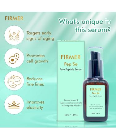 Firmer Pure Peptide Serum - Boost Collagen & Elastin Reduce Fine Lines & Wrinkles Hydrating Facial & Neck Serum for Men & Women - 50 ML - Buy Online on GoSupps.com