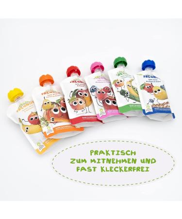 Cheeky Friends Bio Quetschie Fruit Puree for Kids - Banana Apple Strawberry & Raspberry - Vegan Gluten-Free - 12 x 100g Squeeze Bags (2x 6 Pack) Perfect for Babies 6 Months+ - Buy Online on GoSupps.com