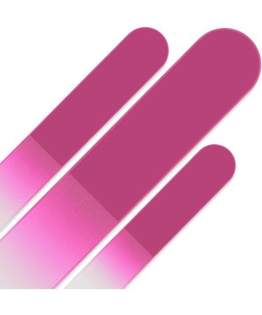 Mont Bleu Gift Set of 3 Pink Crystal Nail Files in Black Pouch - Genuine Czech Tempered Glass - HandMade in Czech Republic - Professional Glass Nail File for Women Magenta Pink - Buy Online on GoSupps.com