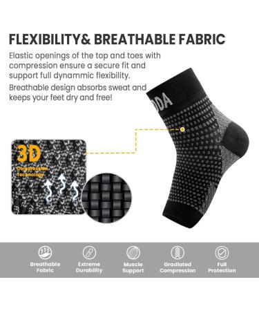 AVIDDA Plantar Fasciitis Compression Foot Sleeves - XL Black Pair for Men and Women | Ankle Support for Sport, Arthritis Pain Relief - Buy Online on GoSupps.com
