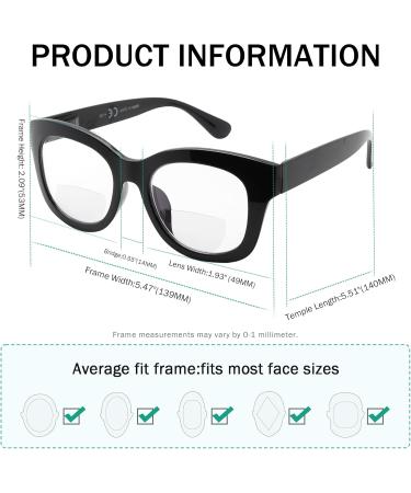 Eyekepper 4-Pack Bifocal Reading Glasses for Women - Large Frame Clear Lens +2.00 - Stylish & Comfortable Readers - Buy Online on GoSupps.com