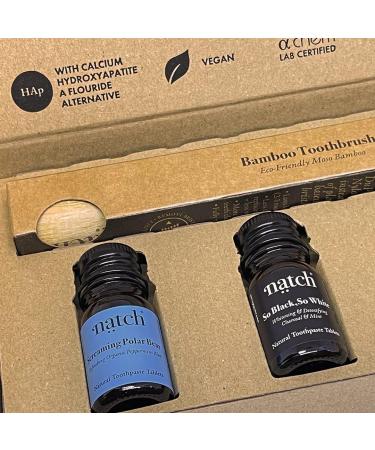 NATCH Fluoride-Free Tooth Cleaning Tablets & Travel Set | Vegan Toothpaste Tabs Gift with Bamboo Toothbrush - Eco-Friendly Oral Care - Buy Online on GoSupps.com